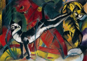 Tres gatos grandes de Franz Marc